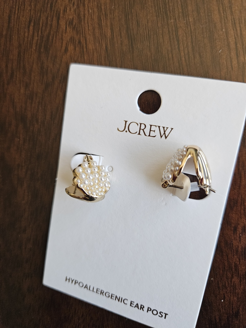 J.Crew Pearl Shell Huggie Earrings, Gold/ White - Picture 5 of 6